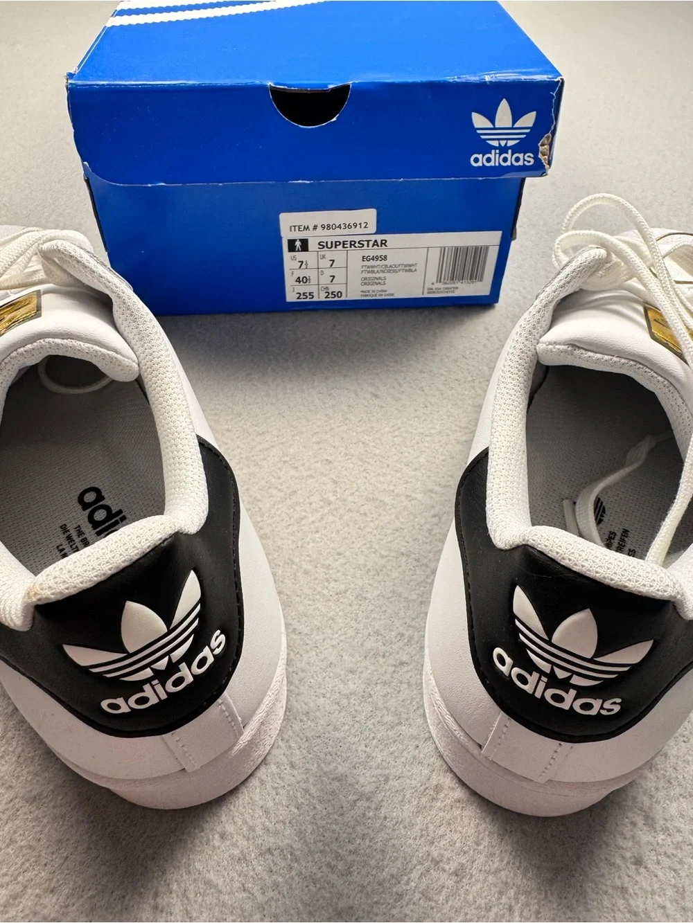 adidas White and Black Superstar Casual Sneakers